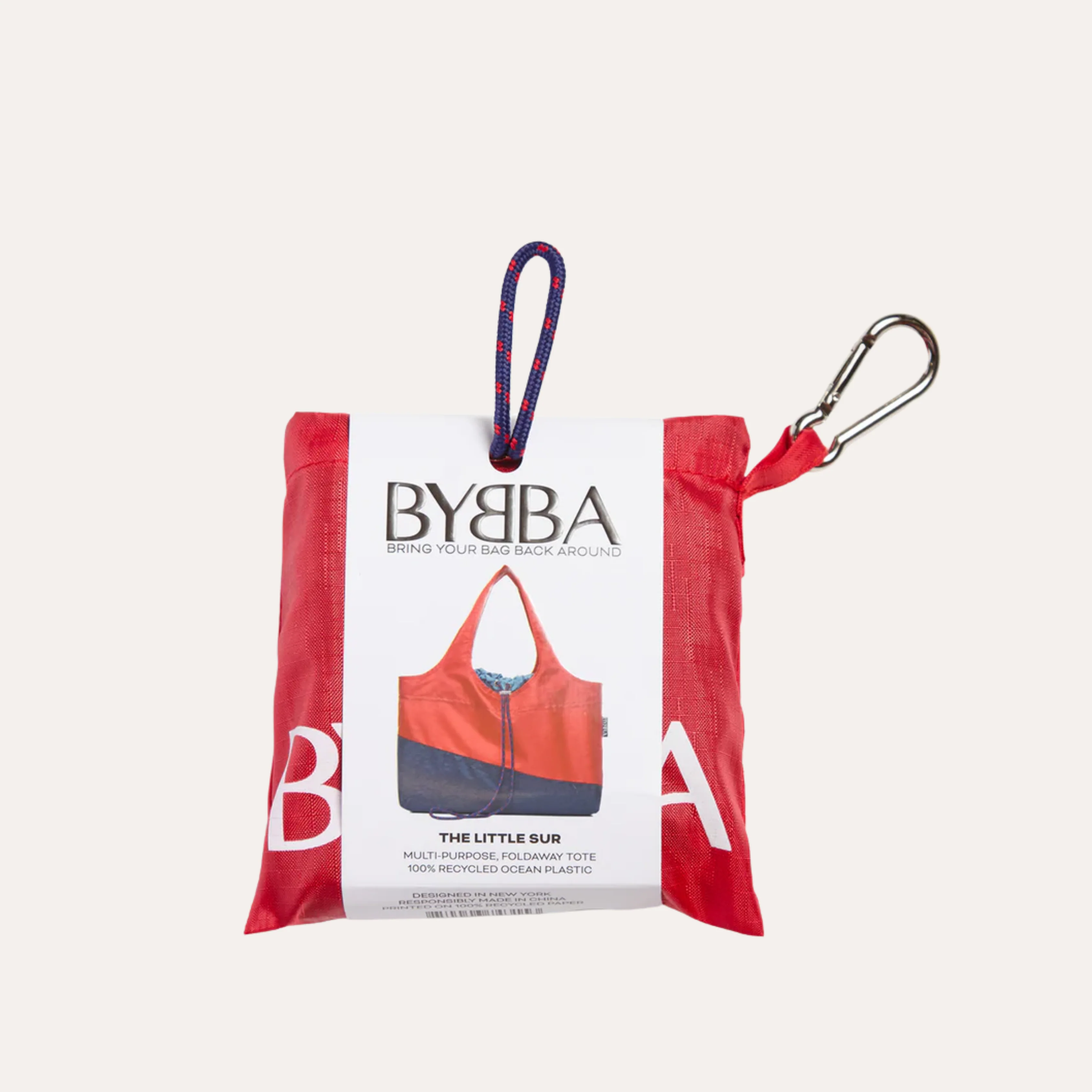 BYBBA x 4OCEAN LITTLE SUR PACKABLE TOTE BAG / RED FLAG SHARKS - Image 4