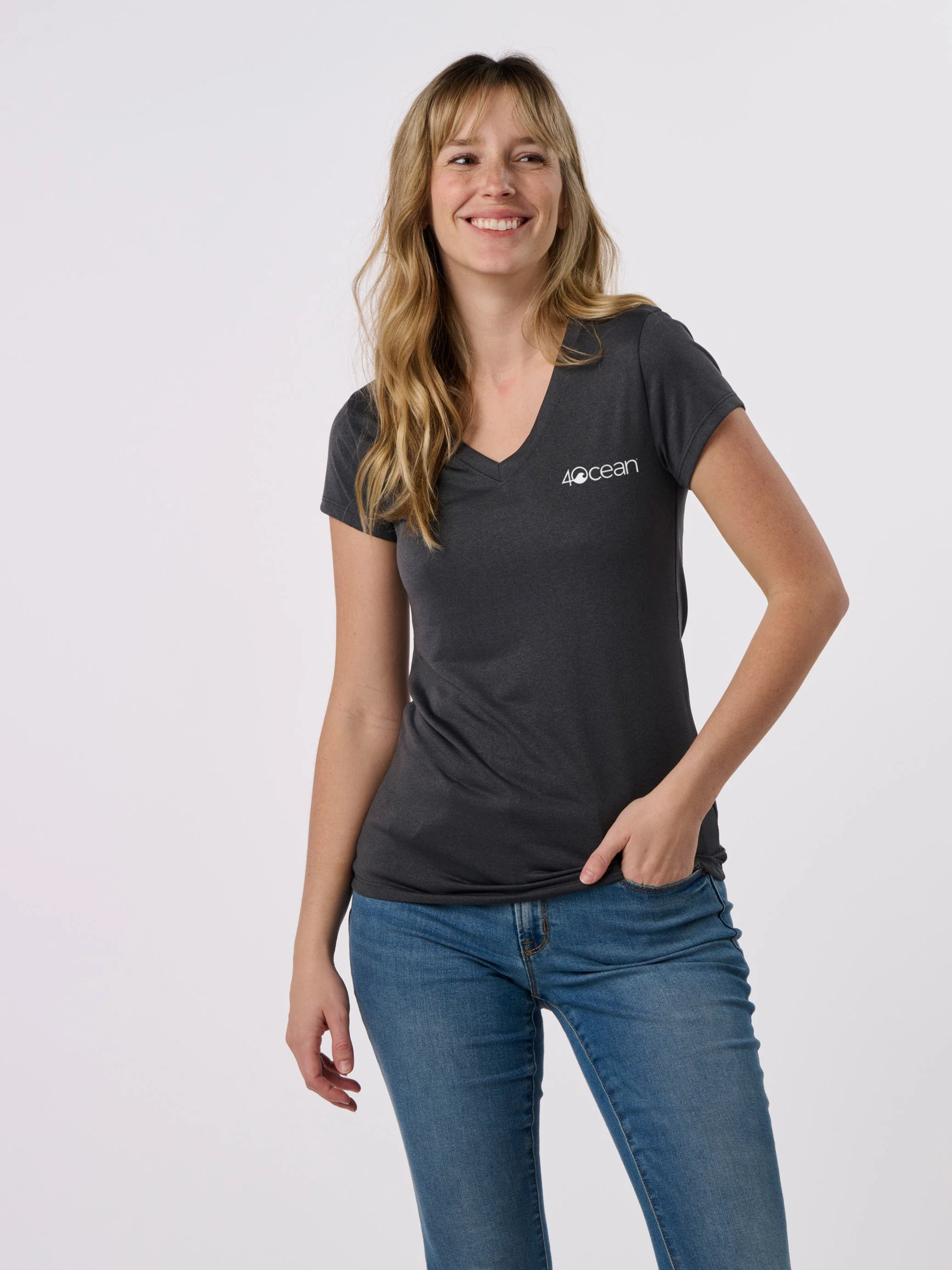 4ocean Logo Women's Sport Short Sleeve V-Neck T-Shirt - Image 11
